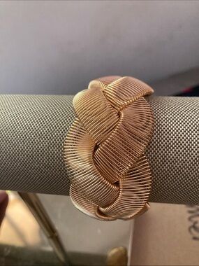 Plunder Braided Wire Cuff Bracelet in Rose Gold Tone
